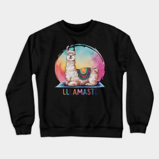 Beautiful Llama Doing Yoga Pose Watercolor Art Crewneck Sweatshirt